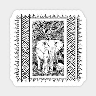 White Elephant Indian Ink Tribal Art Sticker